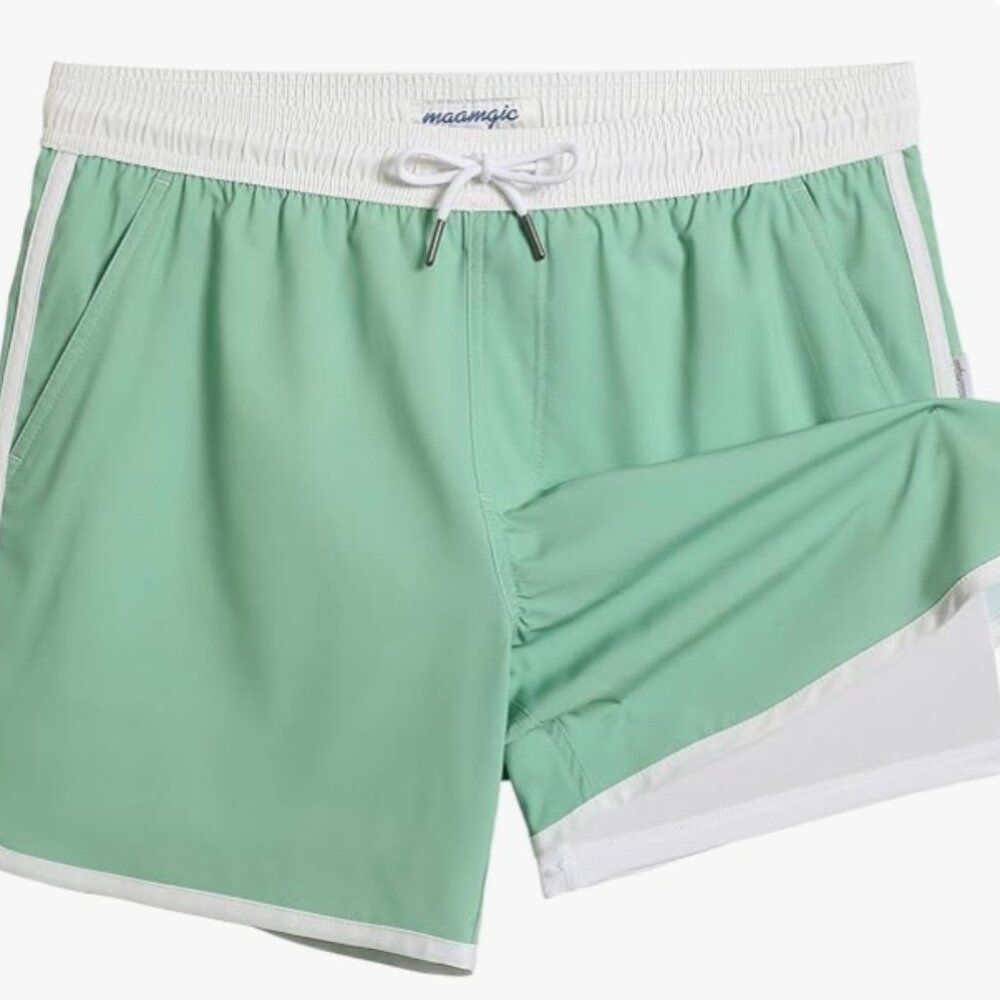 maamgic Mens Short 80s 90s Vintage 5.5" Swim Trunks Swimsuits Board Shorts Compr
